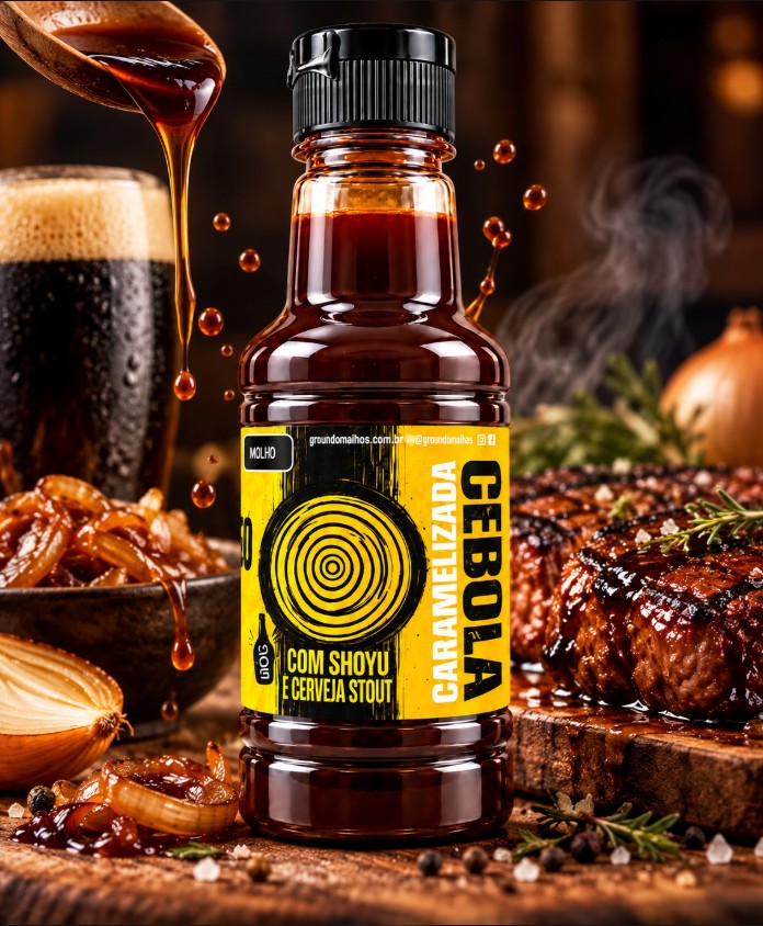 MOLHO DE CEBOLA CARAMELIZADA COM SHOYU E CERVEJA STOUT 200ml — foto 2